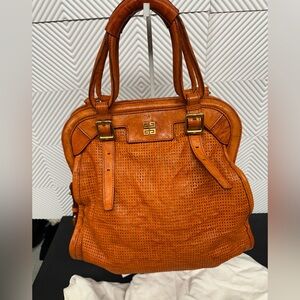 Givenchy Postino Orange Perforated Leather medium handbag
